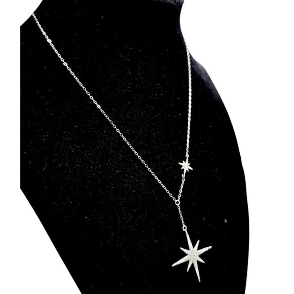 New Tocara Sterling Silver Starburst Pendant Necklace DiAmi Crystal Cluster Star - Picture 4 of 13